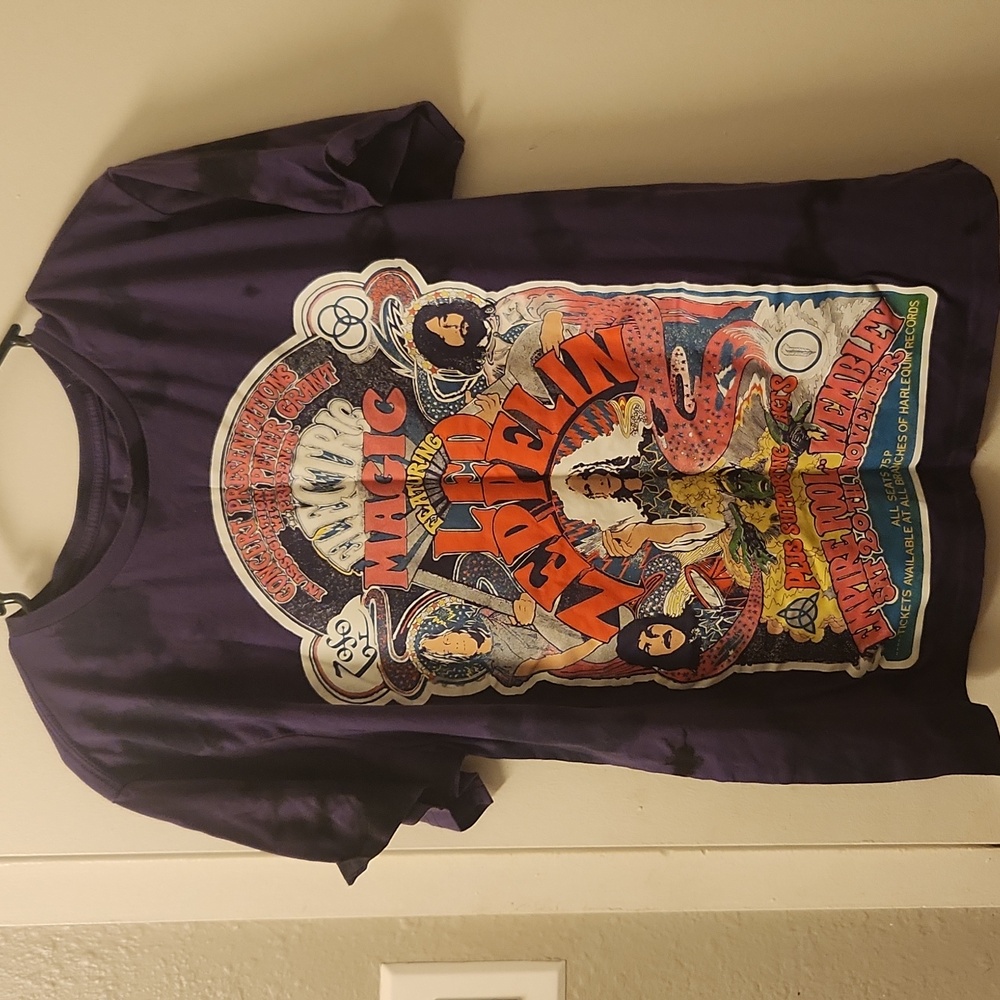 Led Zeppelin Electric Magic Poster 1971 Purple Tie Dye Men's Size L